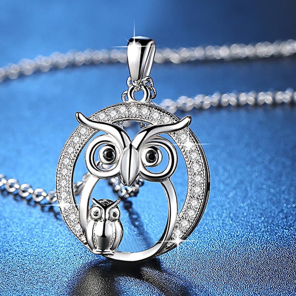 CRYSTAL necklase hibou"